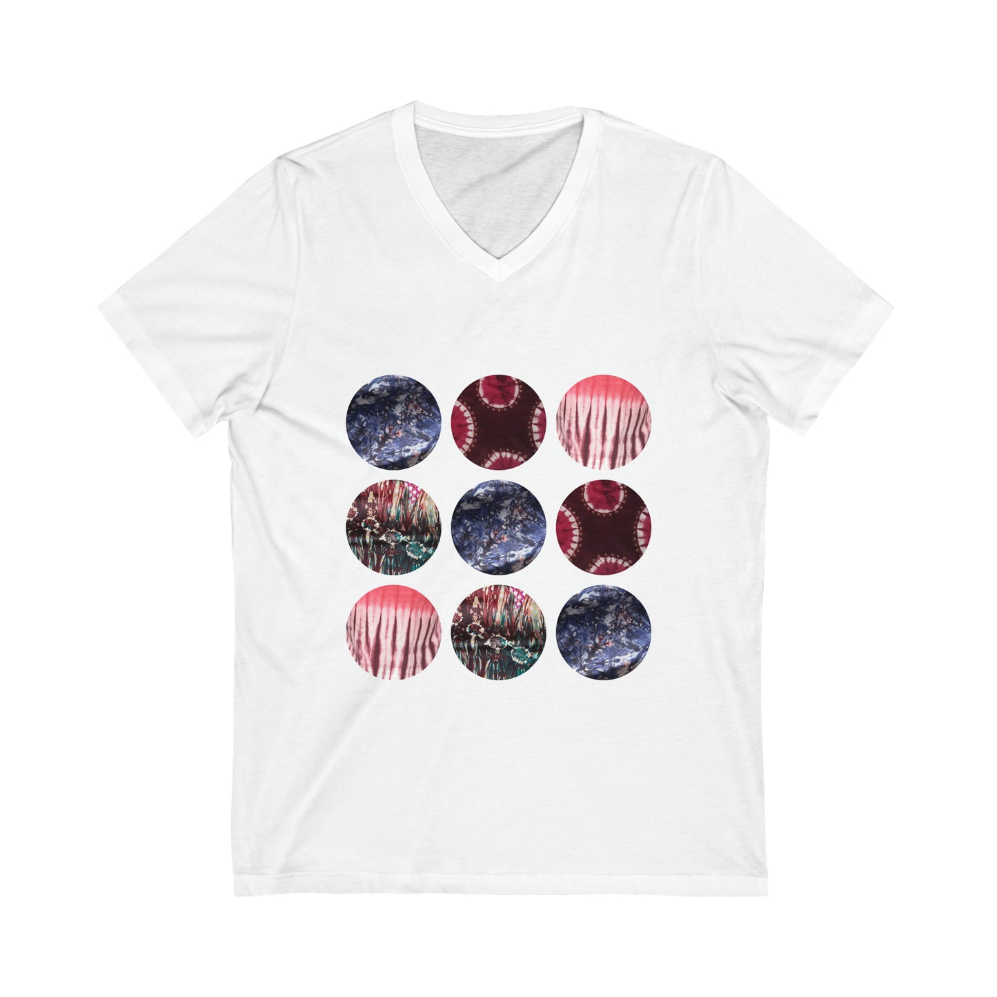 Tie Dye circles  Jersey Short Sleeve V-Neck Tee