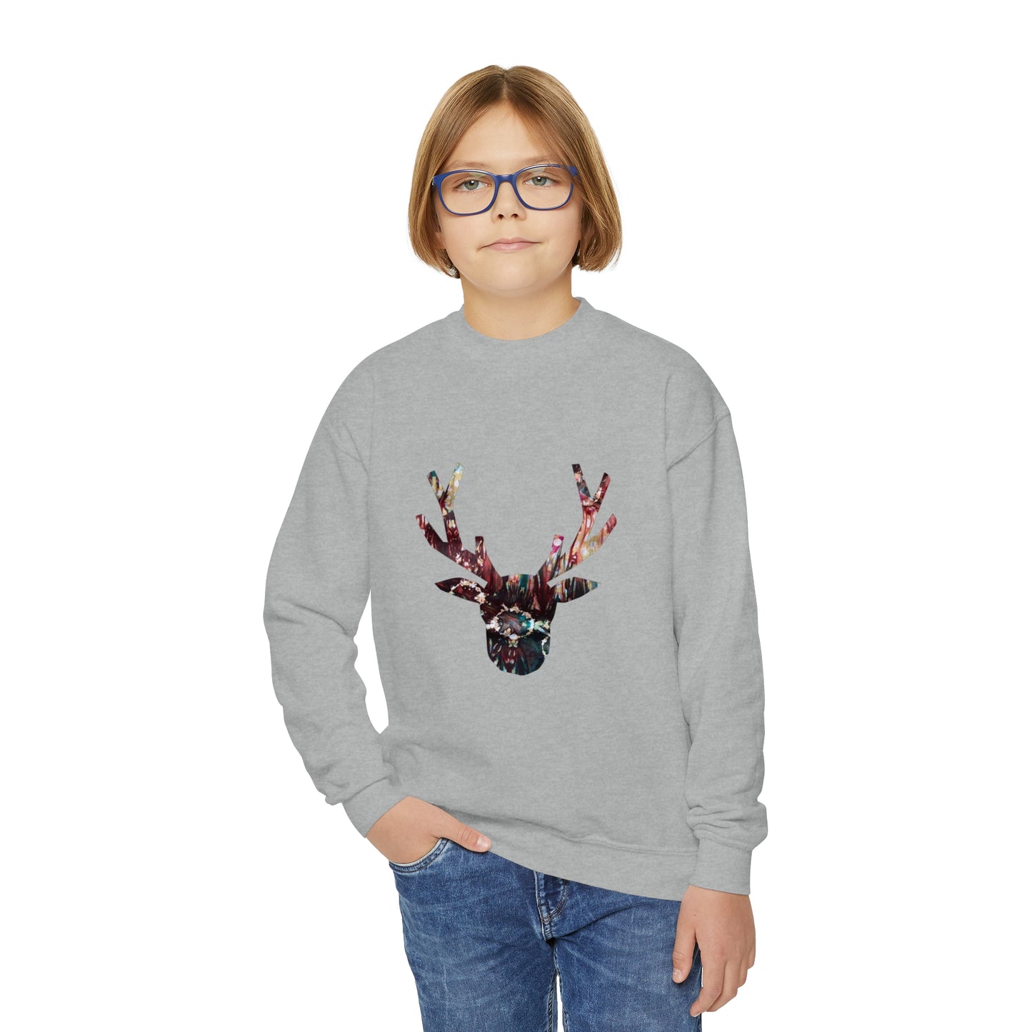 Tie Dye Deer Youth Crewneck Sweatshirt