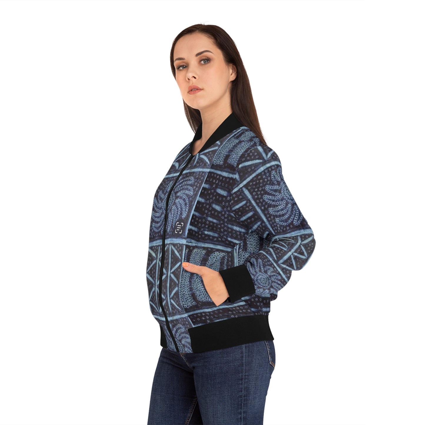 Adire 'Seeds' Indigo Women's Bomber Jacket