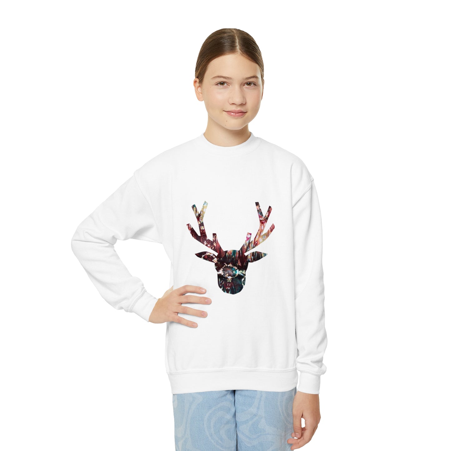 Tie Dye Deer Youth Crewneck Sweatshirt