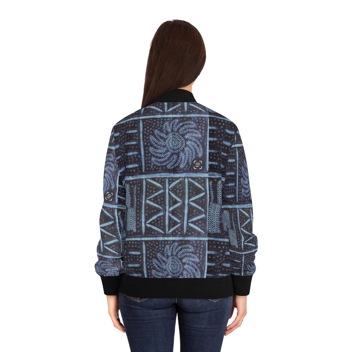 Adire 'Seeds' Indigo Women's Bomber Jacket