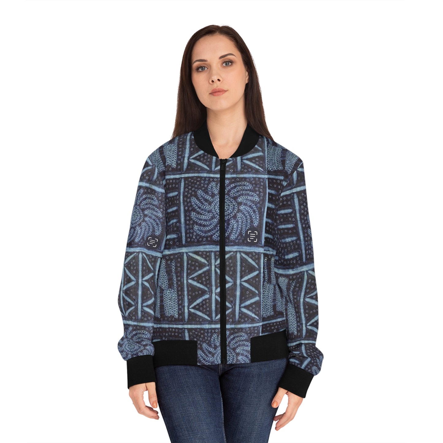 Adire 'Seeds' Indigo Women's Bomber Jacket