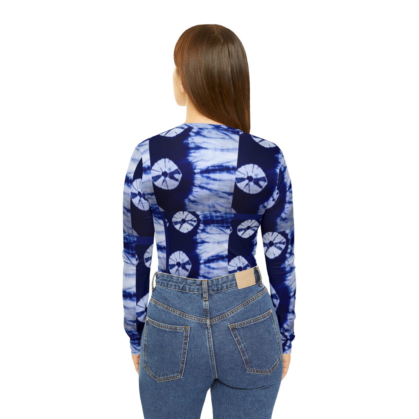 Tie Dye Sweet Blue Women's Long Sleeve V-neck Shirt