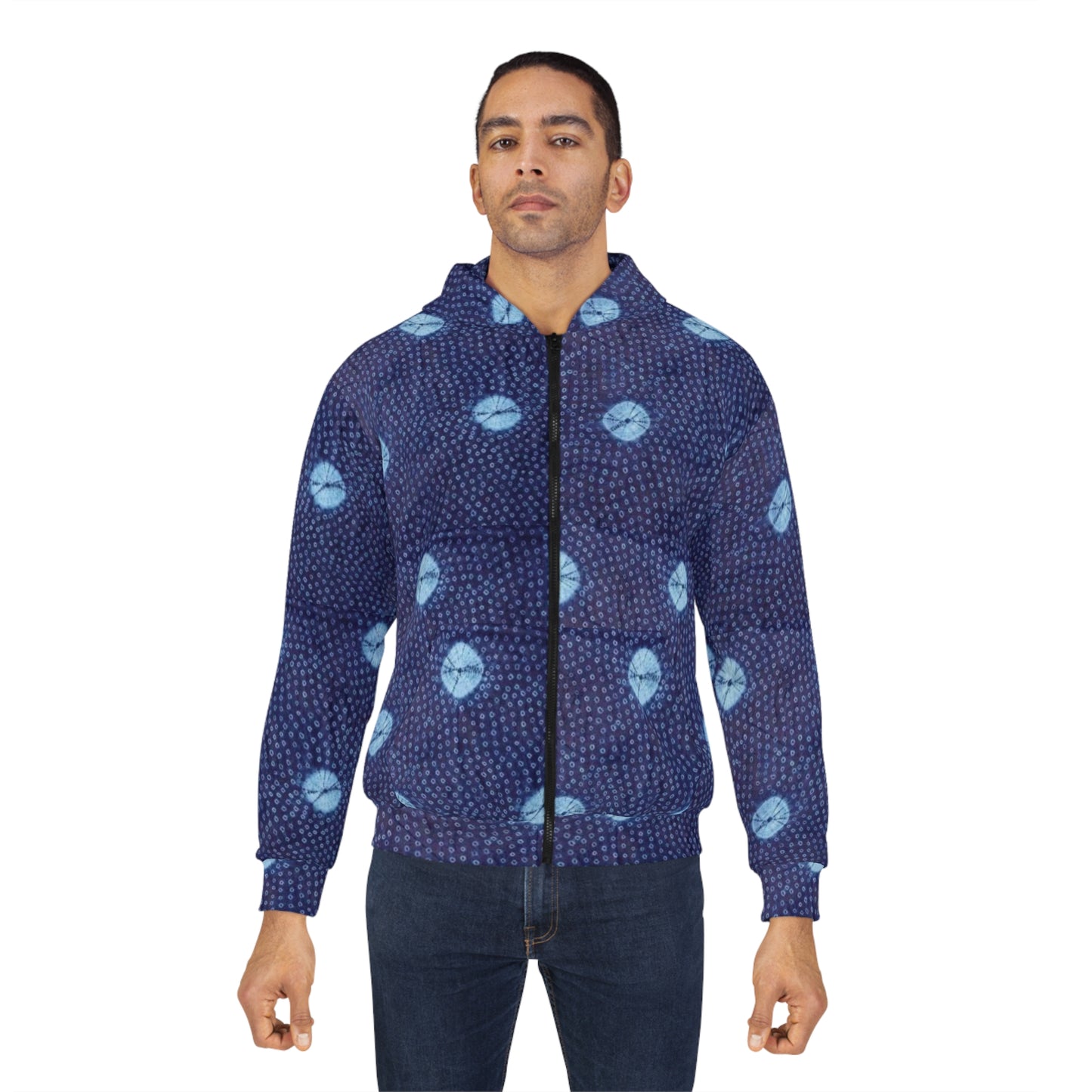 Adire 'Moon and Stars' Unisex Zip Hoodie