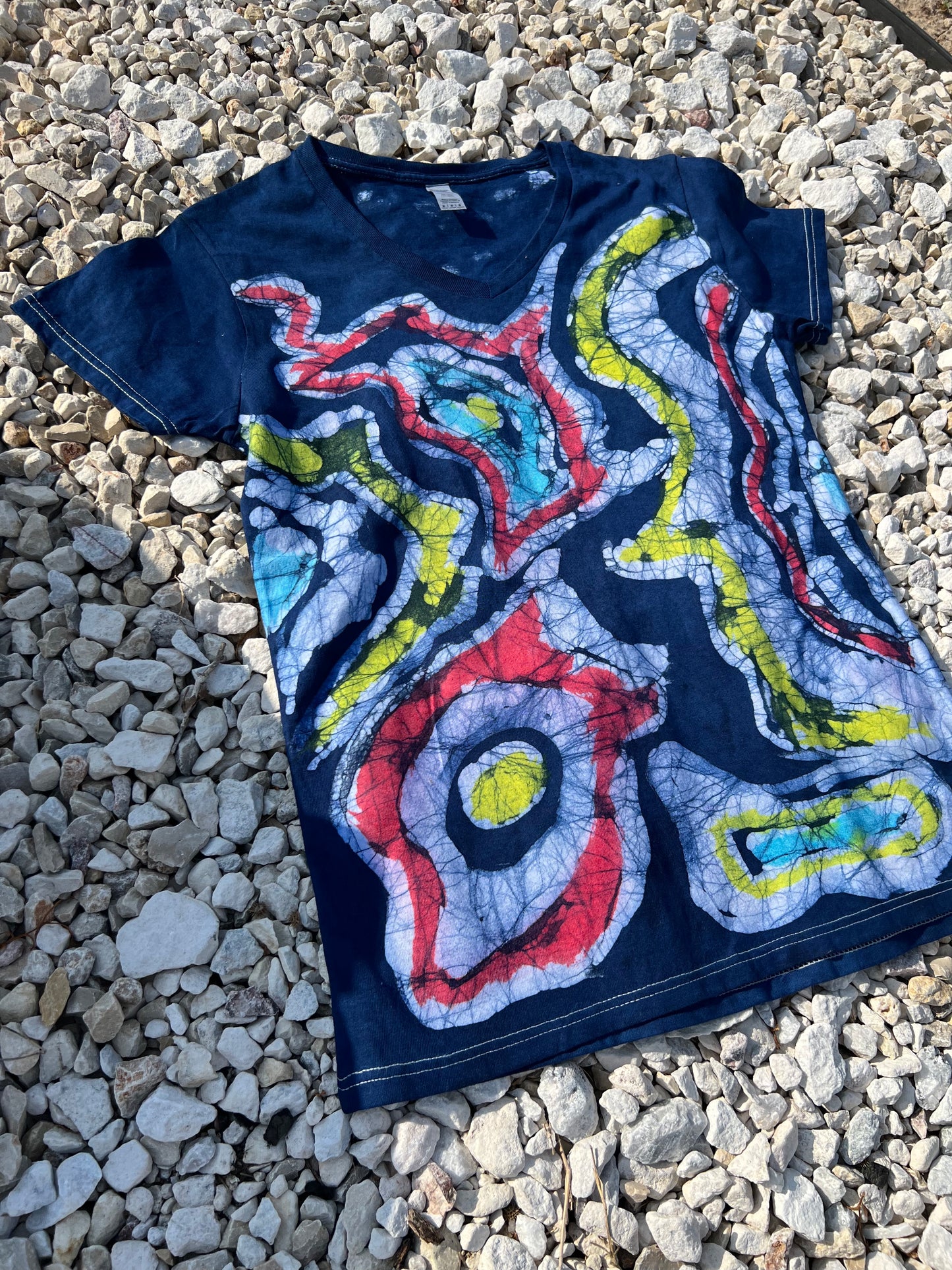 Batik Tie Dye Abstract 'Life'  V-Neck T-Shirt for Women