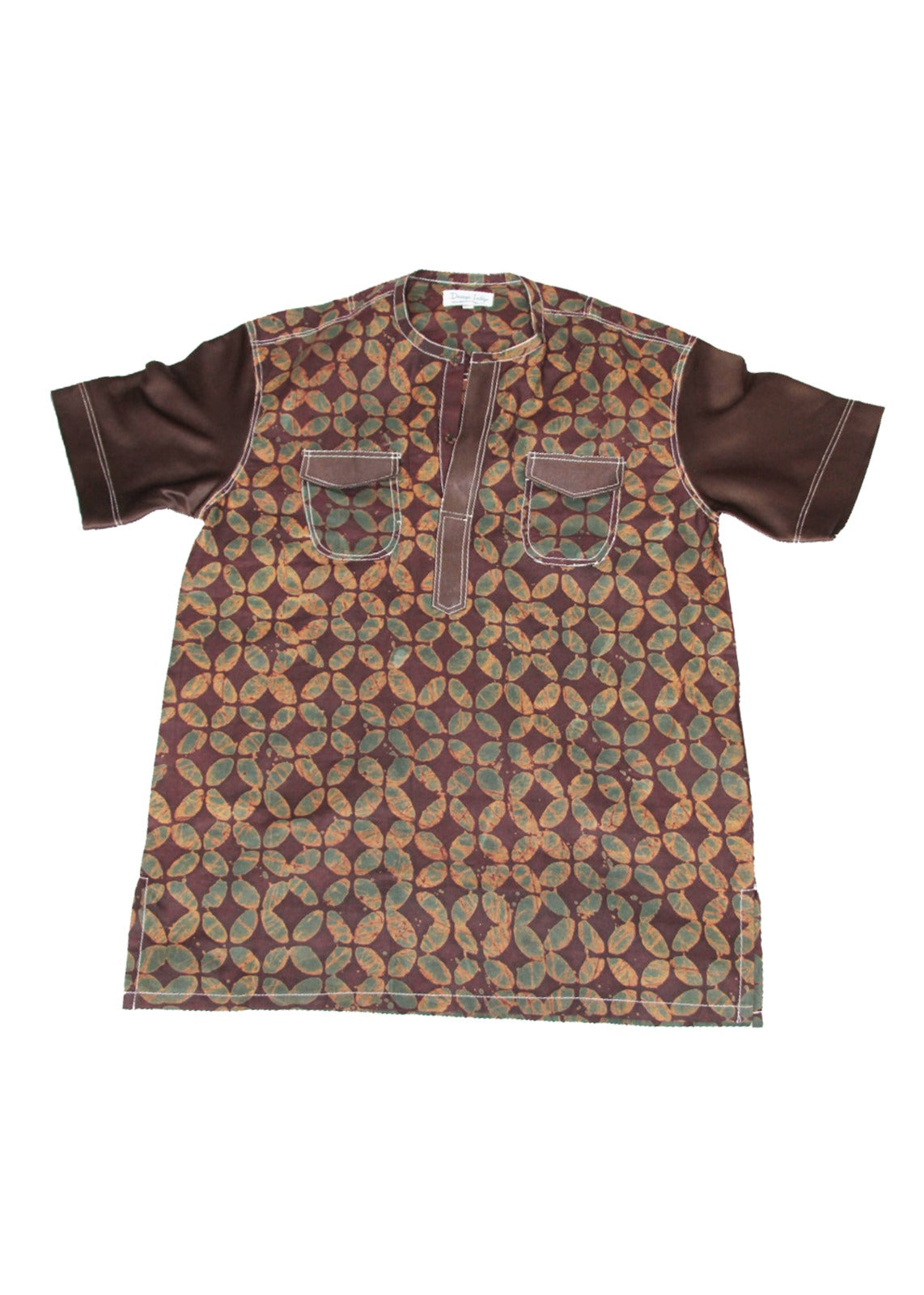 Brown Batik Short sleeves Top