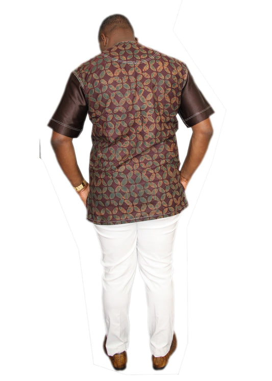 Brown Batik Short sleeves Top