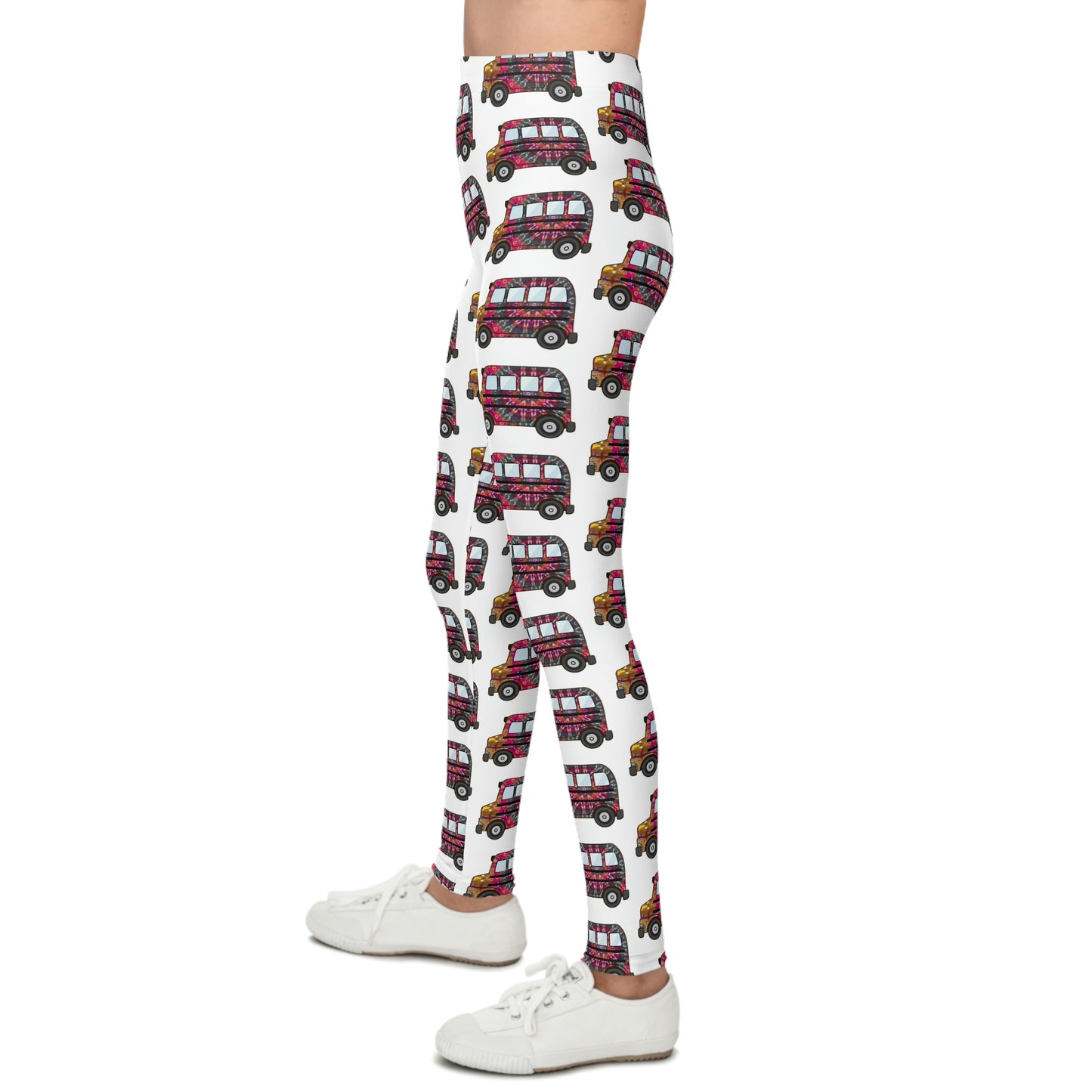 Rainbow Tie-Dye Bus Youth Leggings