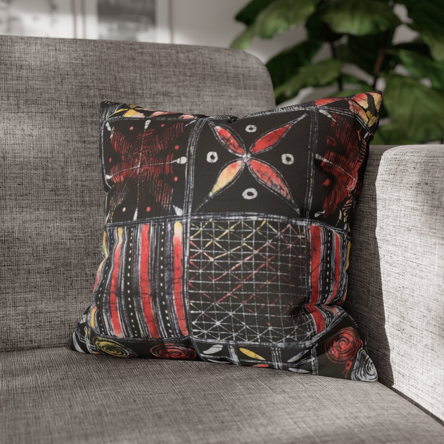 Batik Yoruba Wire  Square Pillow Case