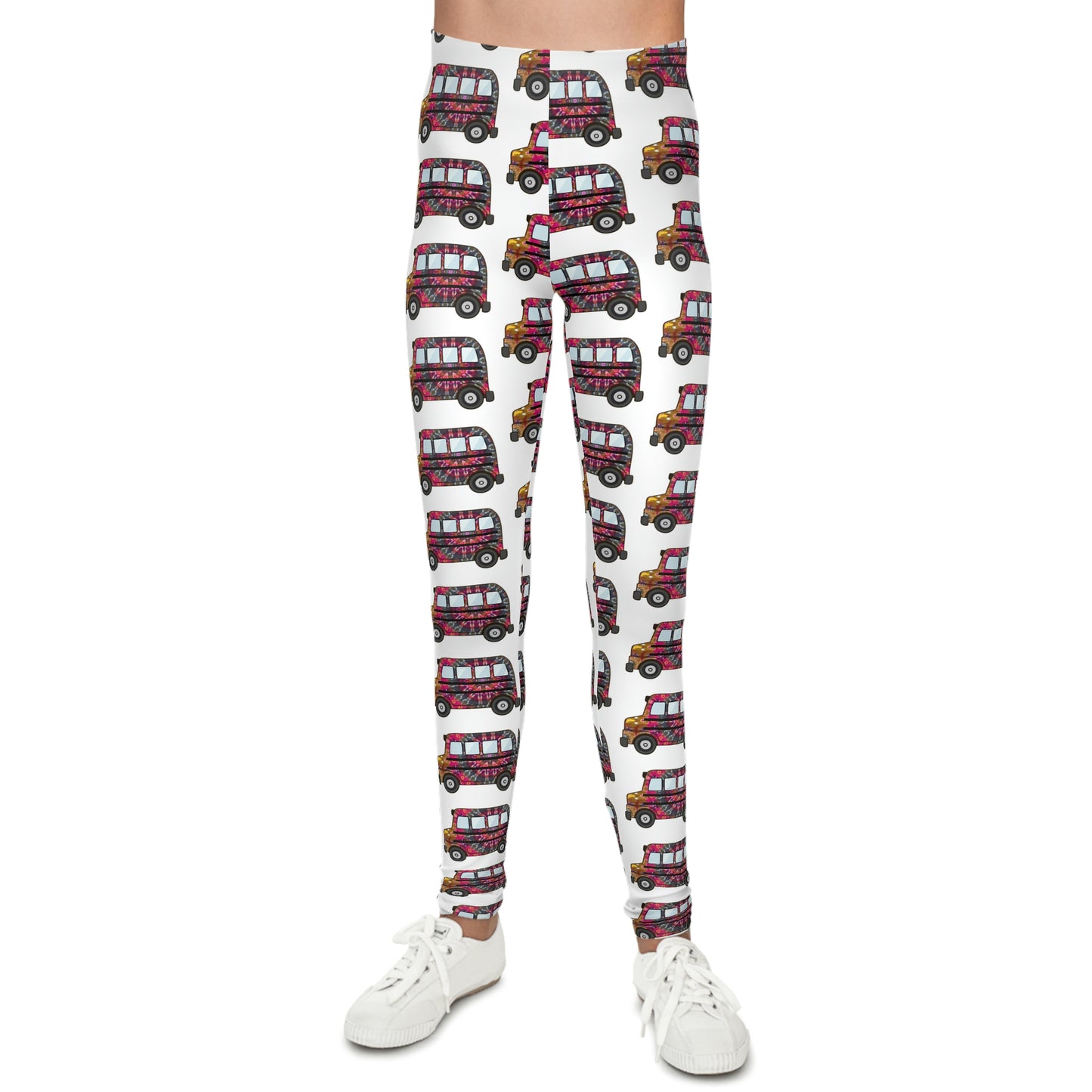 Rainbow Tie-Dye Bus Youth Leggings