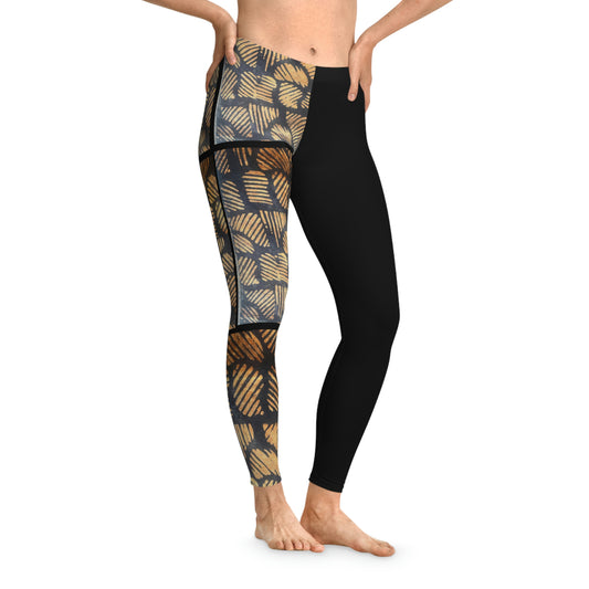 Batik Tie Dye Brown Marks Stretchy Leggings , Yoga Pant