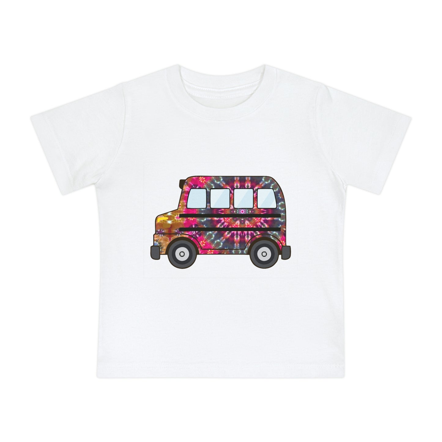 Rainbow Tie-Dye Bus on Baby Short Sleeve T-Shirt