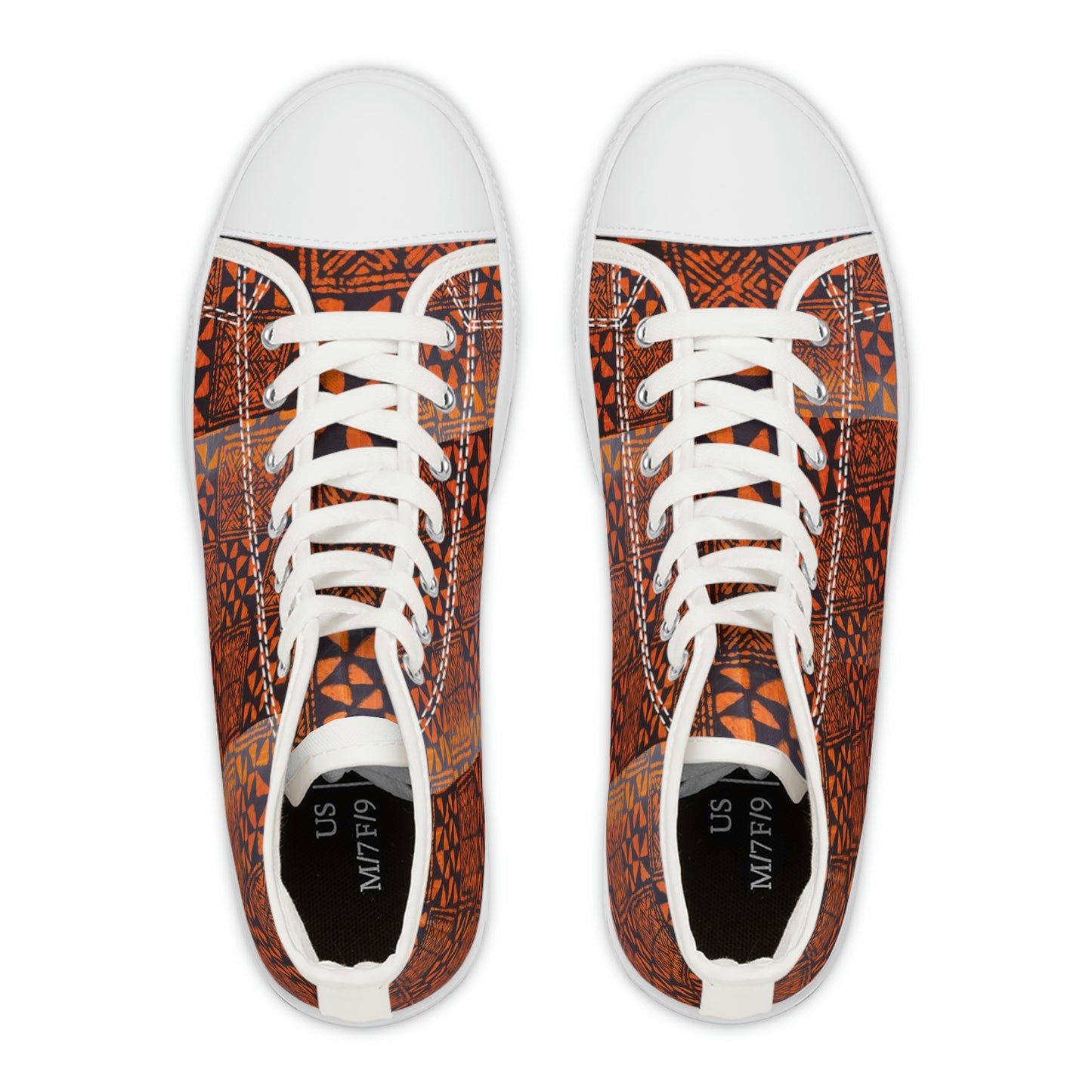 Burnt Orange and Black 'Talking Drum' African Motifs High Top