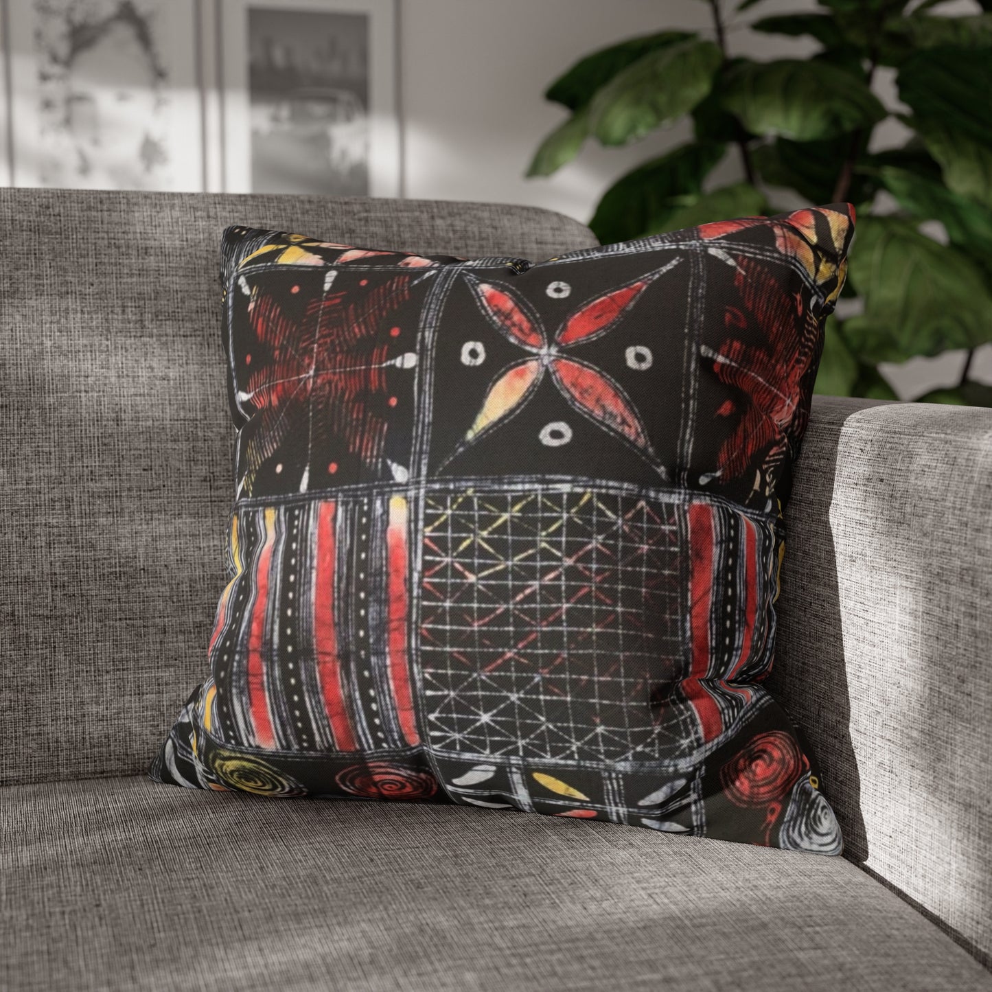 Batik Yoruba Wire  Square Pillow Case