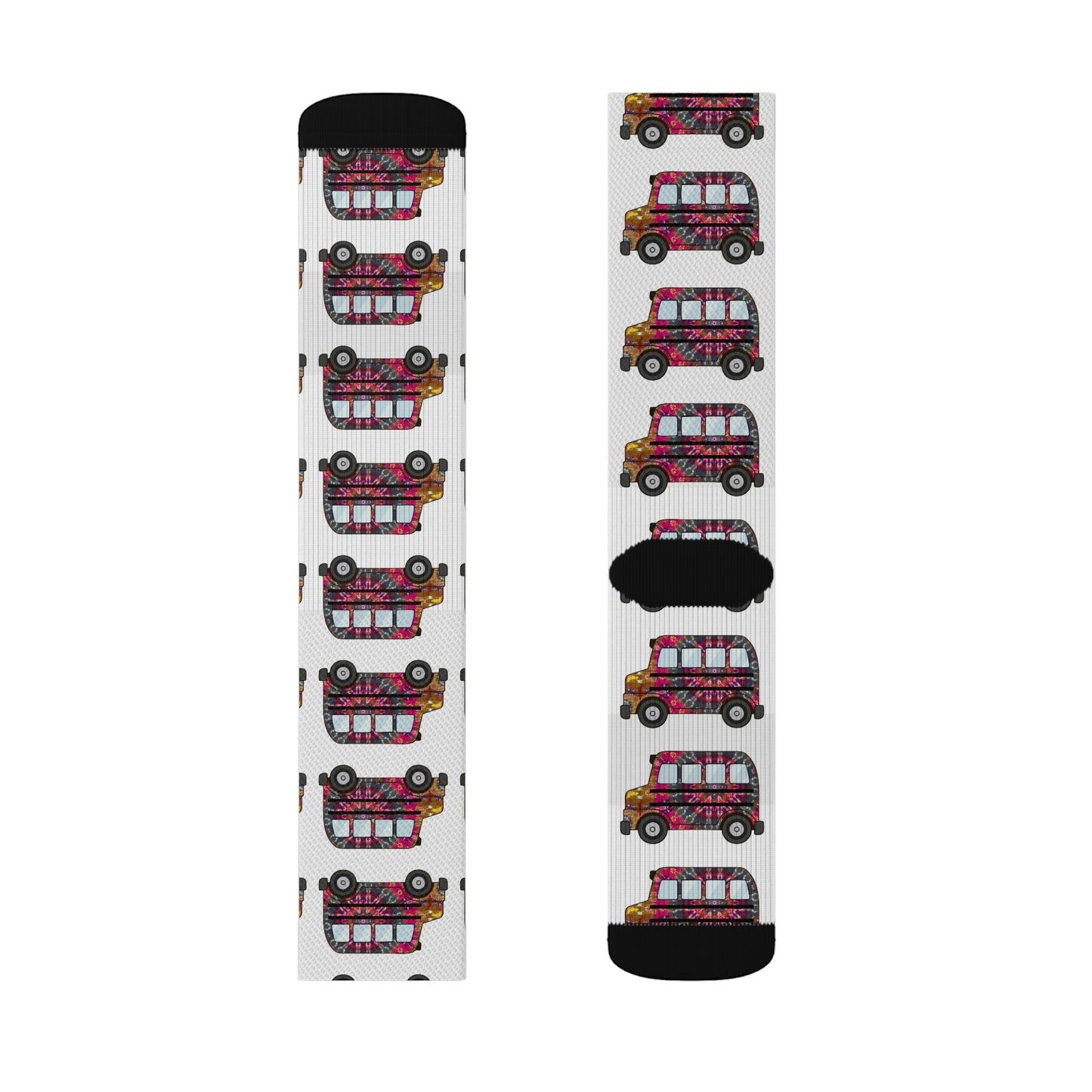 Rainbow Tie-Dye Bus Design Socks