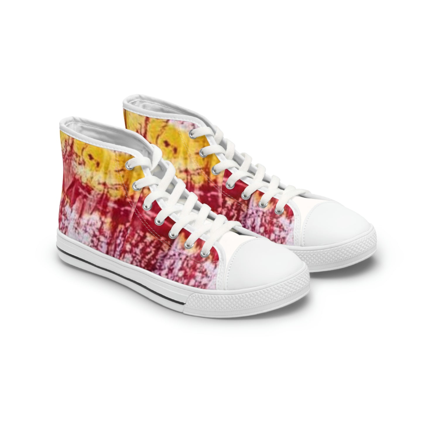 Red and Yellow Batik Tie Dye Women's High Top Sneakers