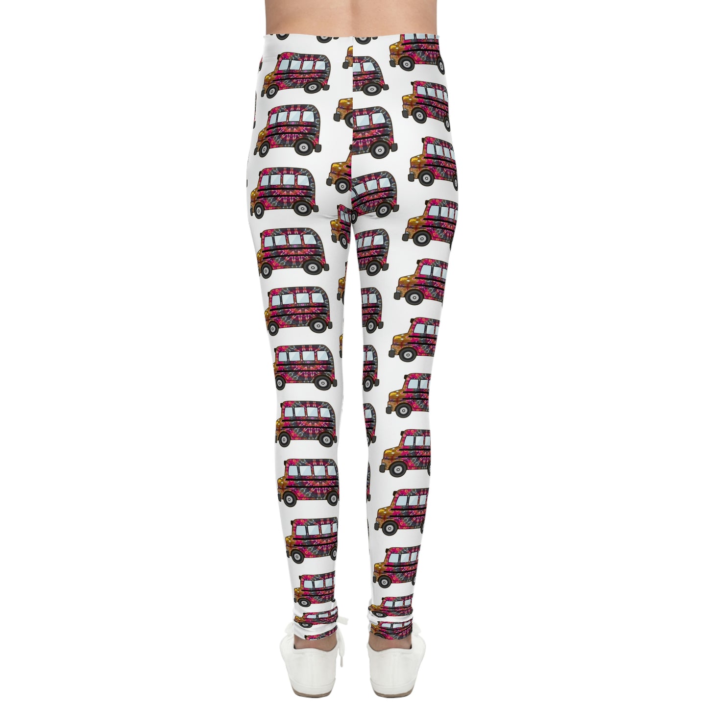 Rainbow Tie-Dye Bus Youth Leggings