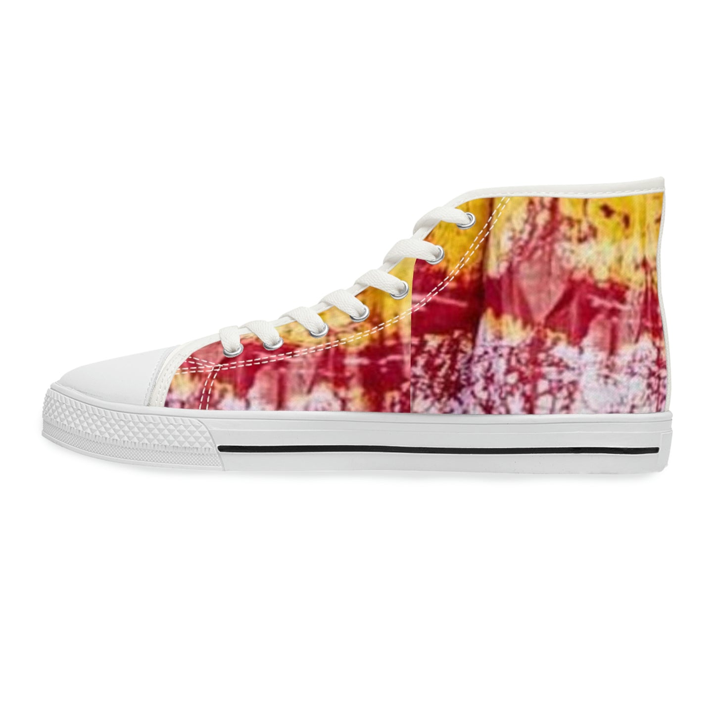 Red and Yellow Batik Tie Dye Women's High Top Sneakers