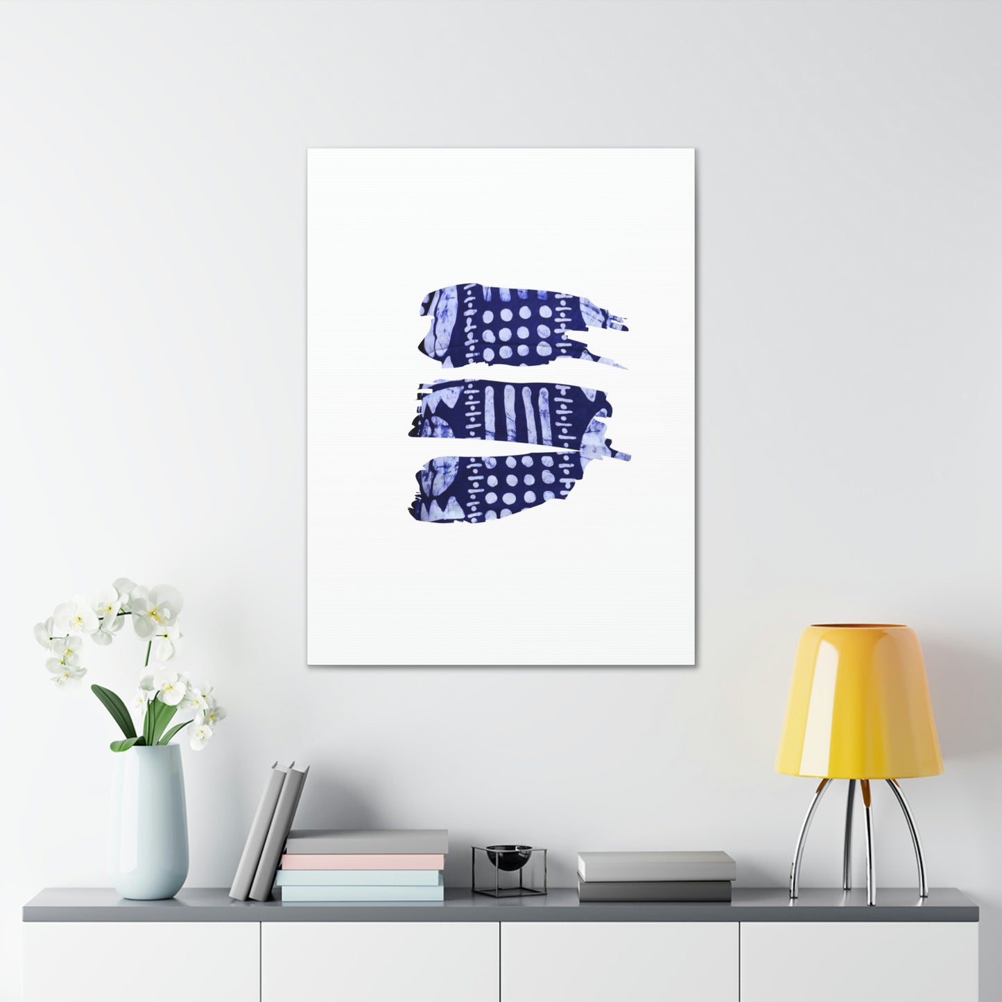 Blue Batik Tribal lines  on Canvas