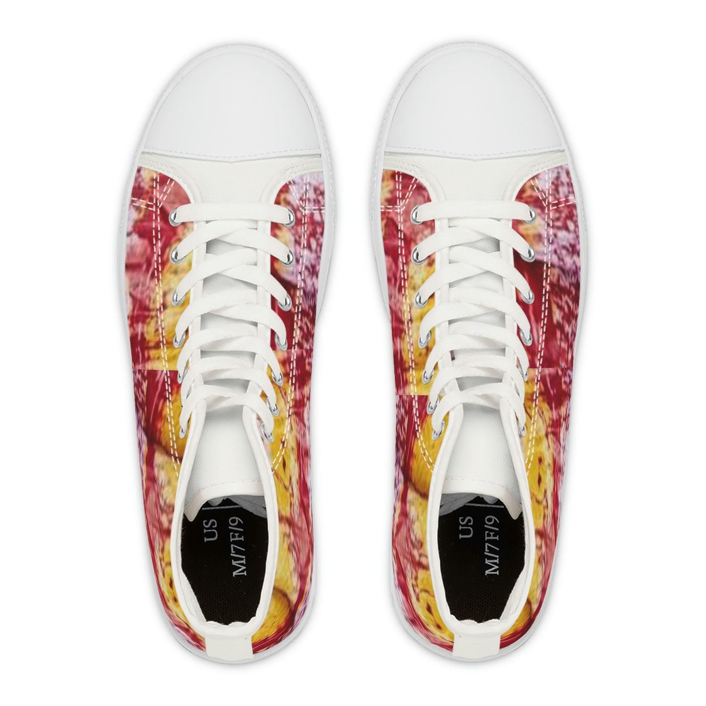 Red and Yellow Batik Tie Dye Women's High Top Sneakers