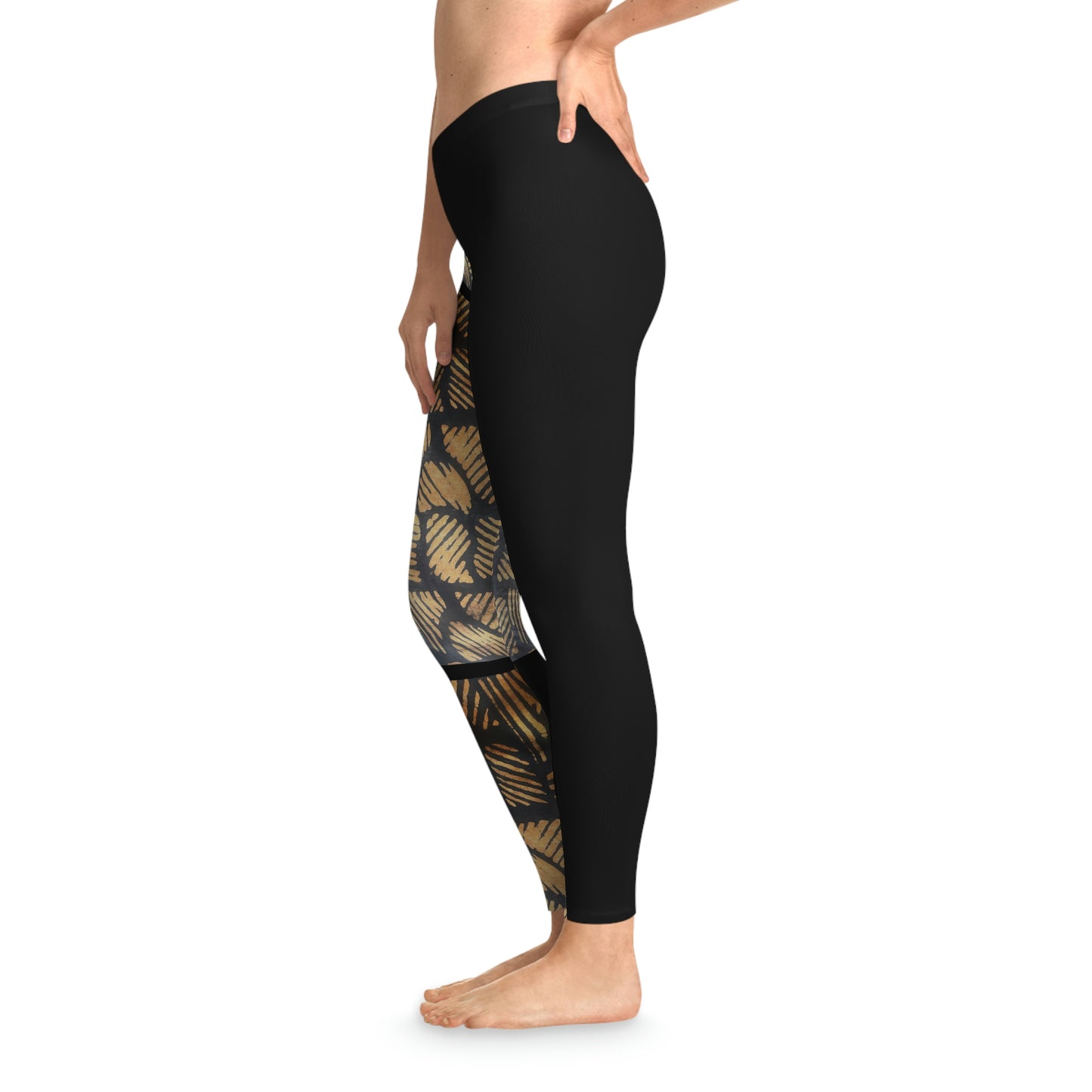 Batik Tie Dye Brown Marks Stretchy Leggings , Yoga Pant