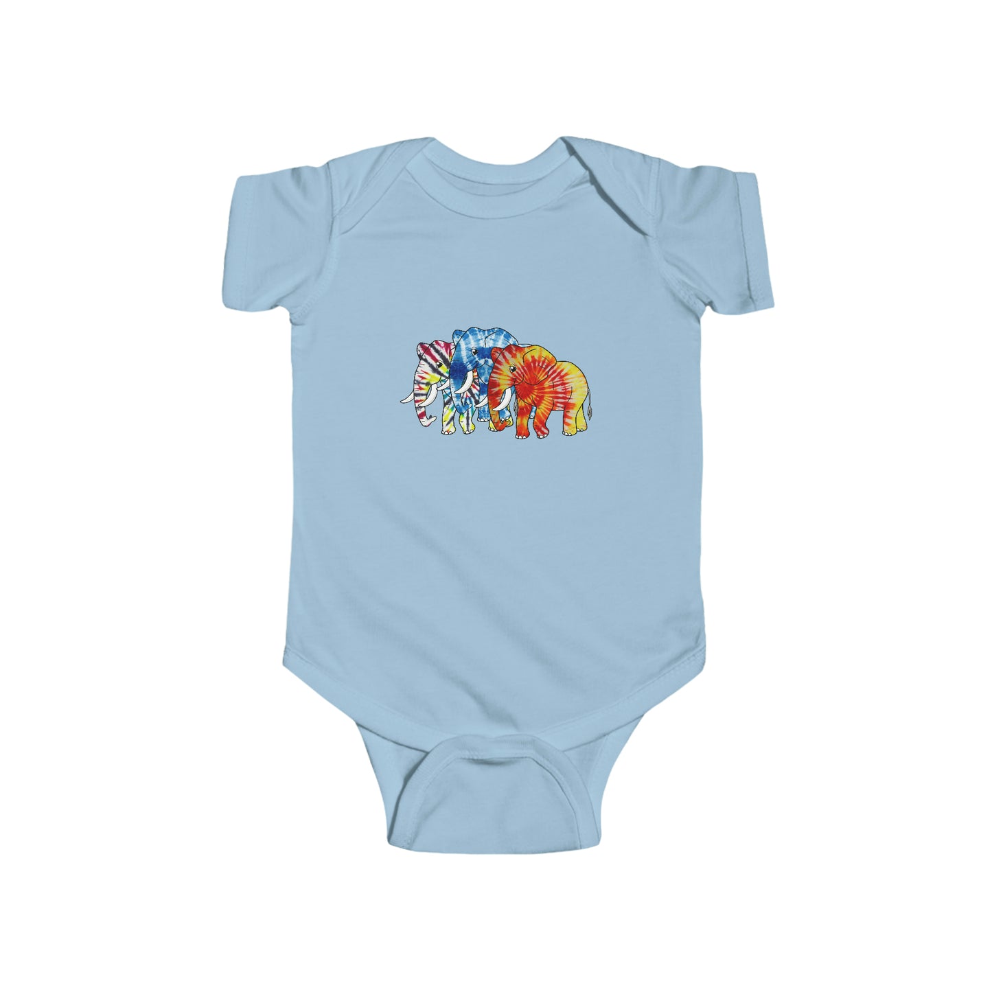 3 Tie Dye Elephants Infant Fine Jersey Bodysuit