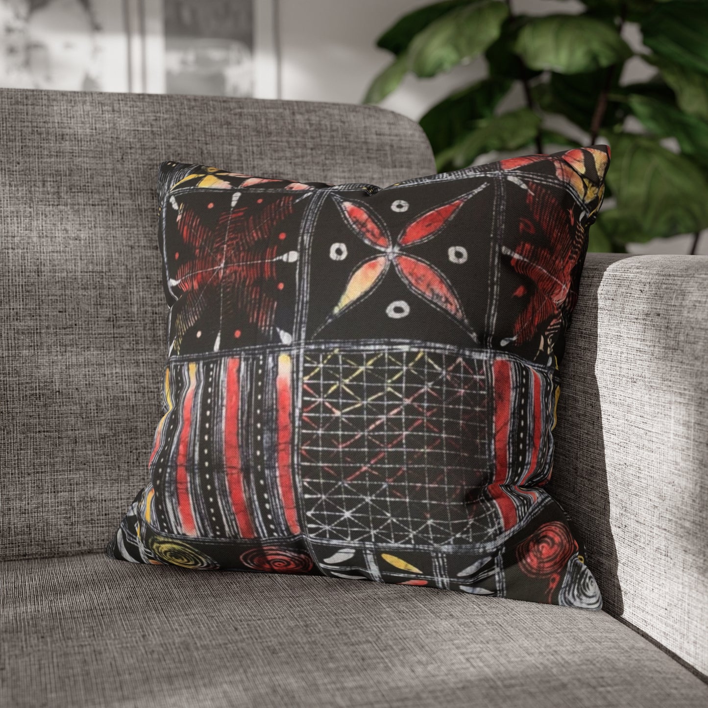 Batik Yoruba Wire  Square Pillow Case