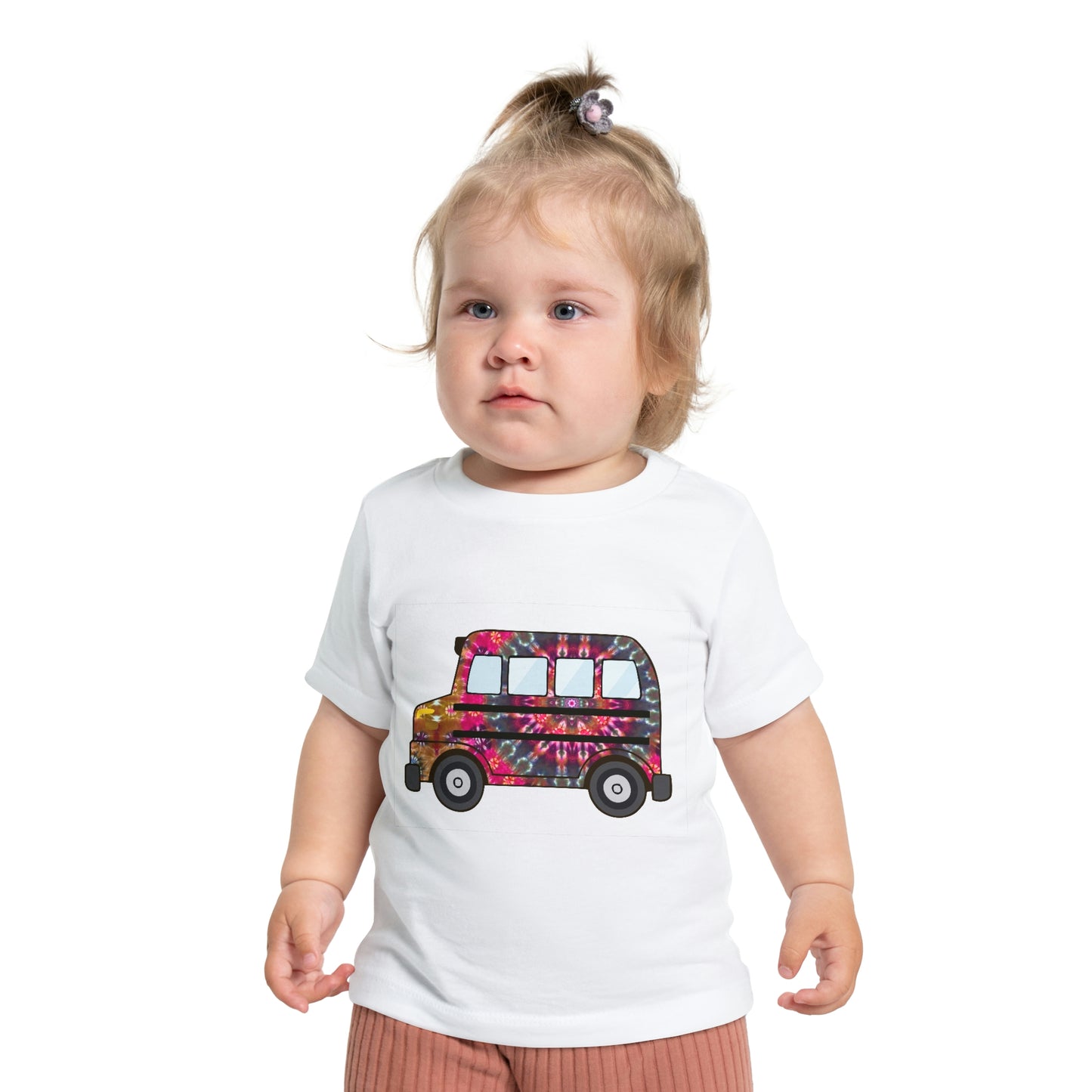 Rainbow Tie-Dye Bus on Baby Short Sleeve T-Shirt