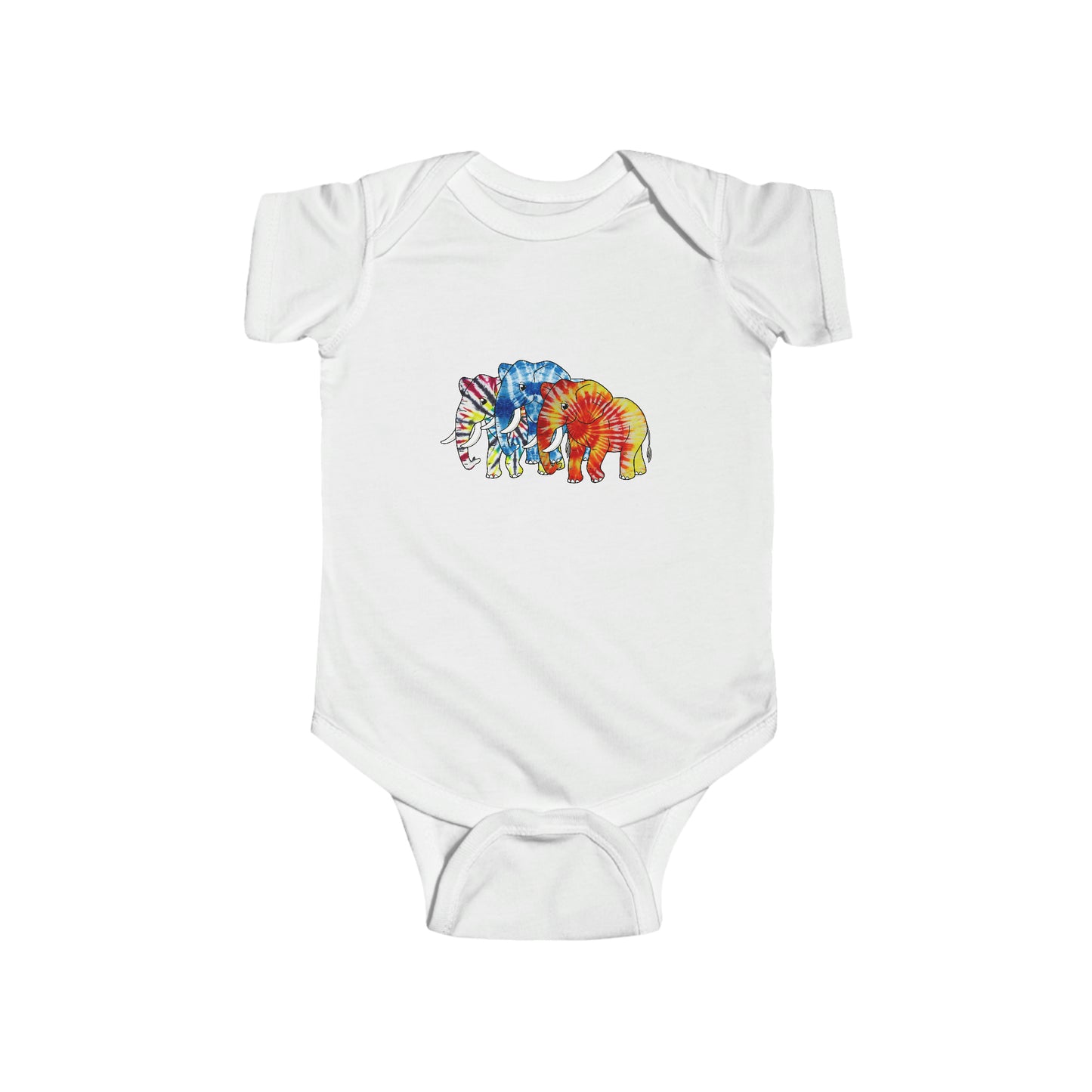 3 Tie Dye Elephants Infant Fine Jersey Bodysuit
