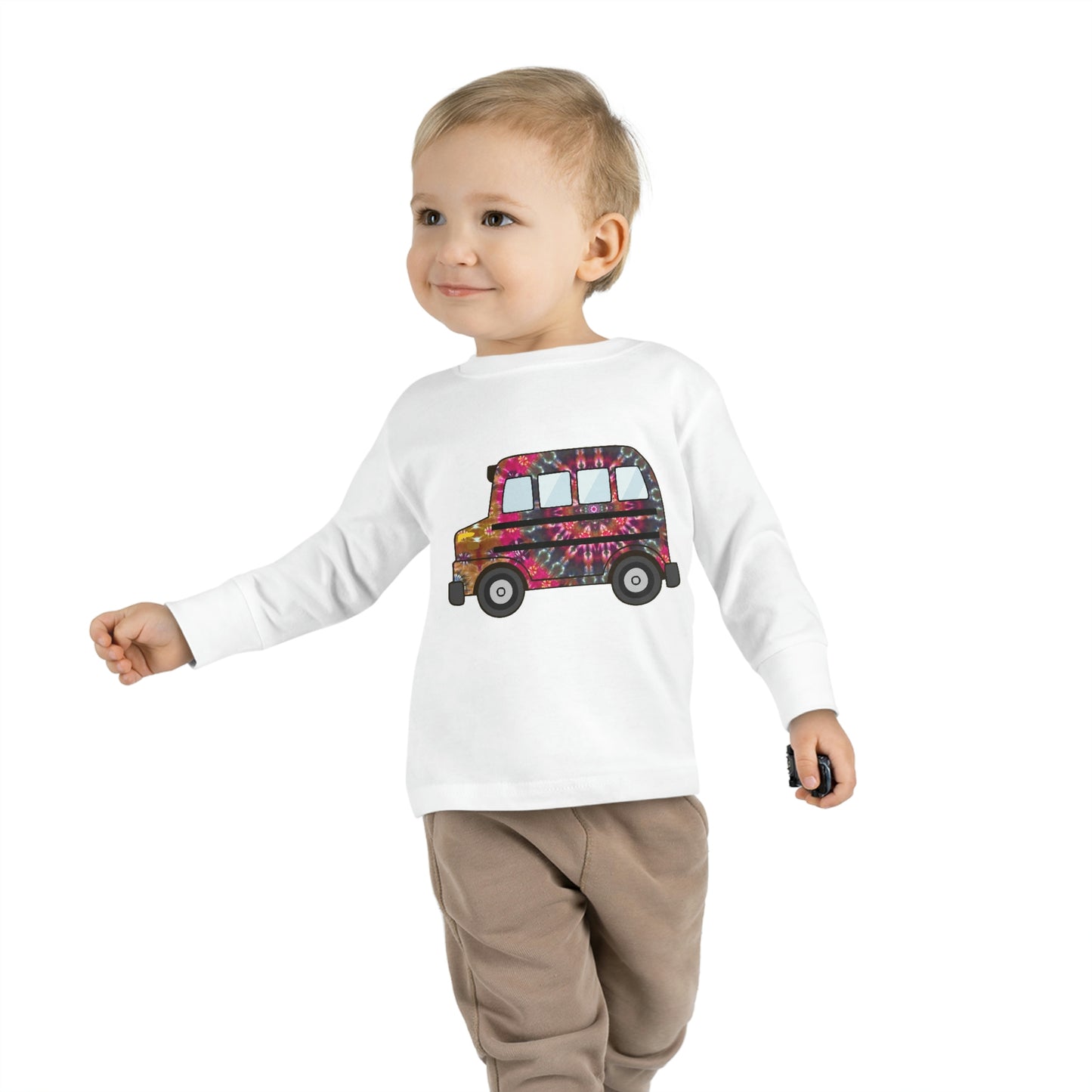 Rainbow Tie-Dye Bus on Toddler Long Sleeve Tee Unisex