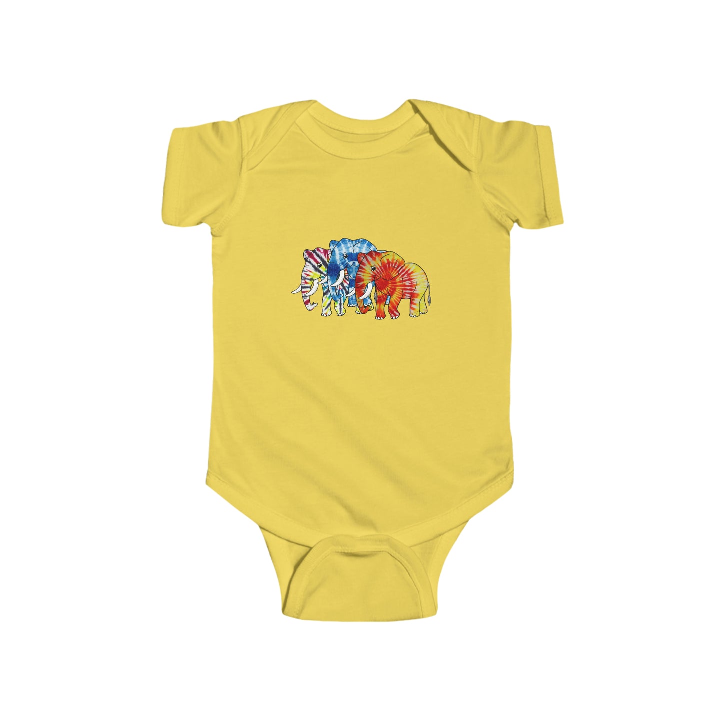 3 Tie Dye Elephants Infant Fine Jersey Bodysuit