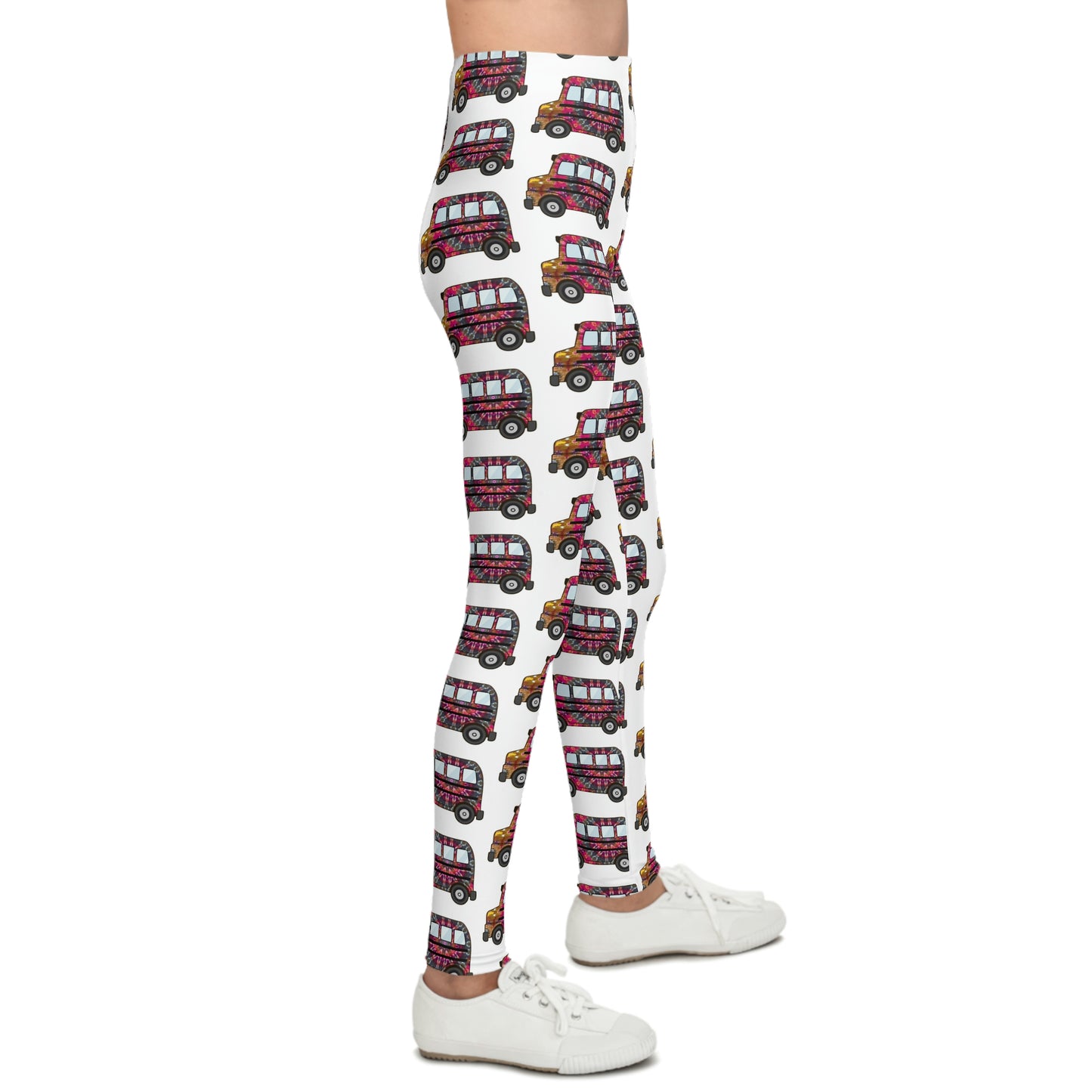 Rainbow Tie-Dye Bus Youth Leggings