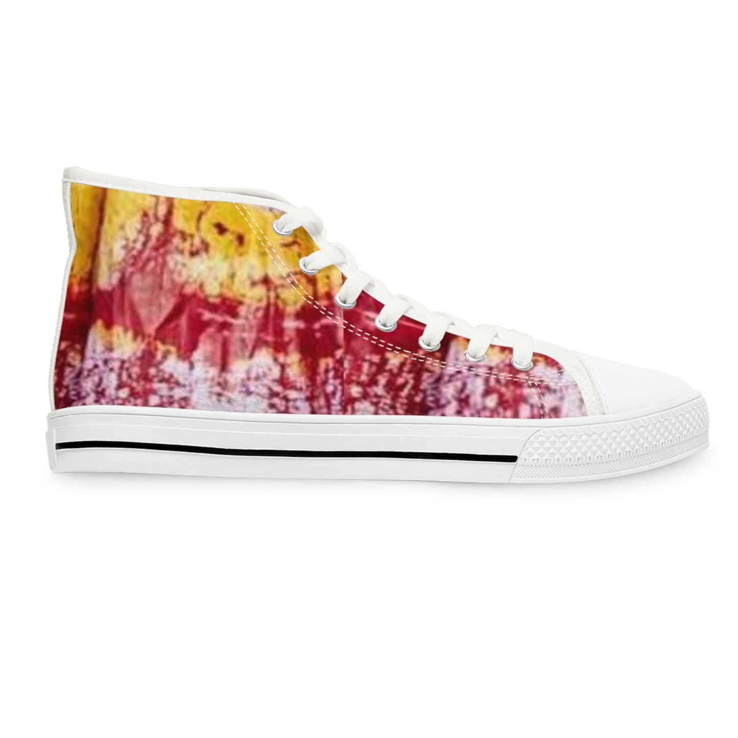 Red and Yellow Batik Tie Dye Women's High Top Sneakers