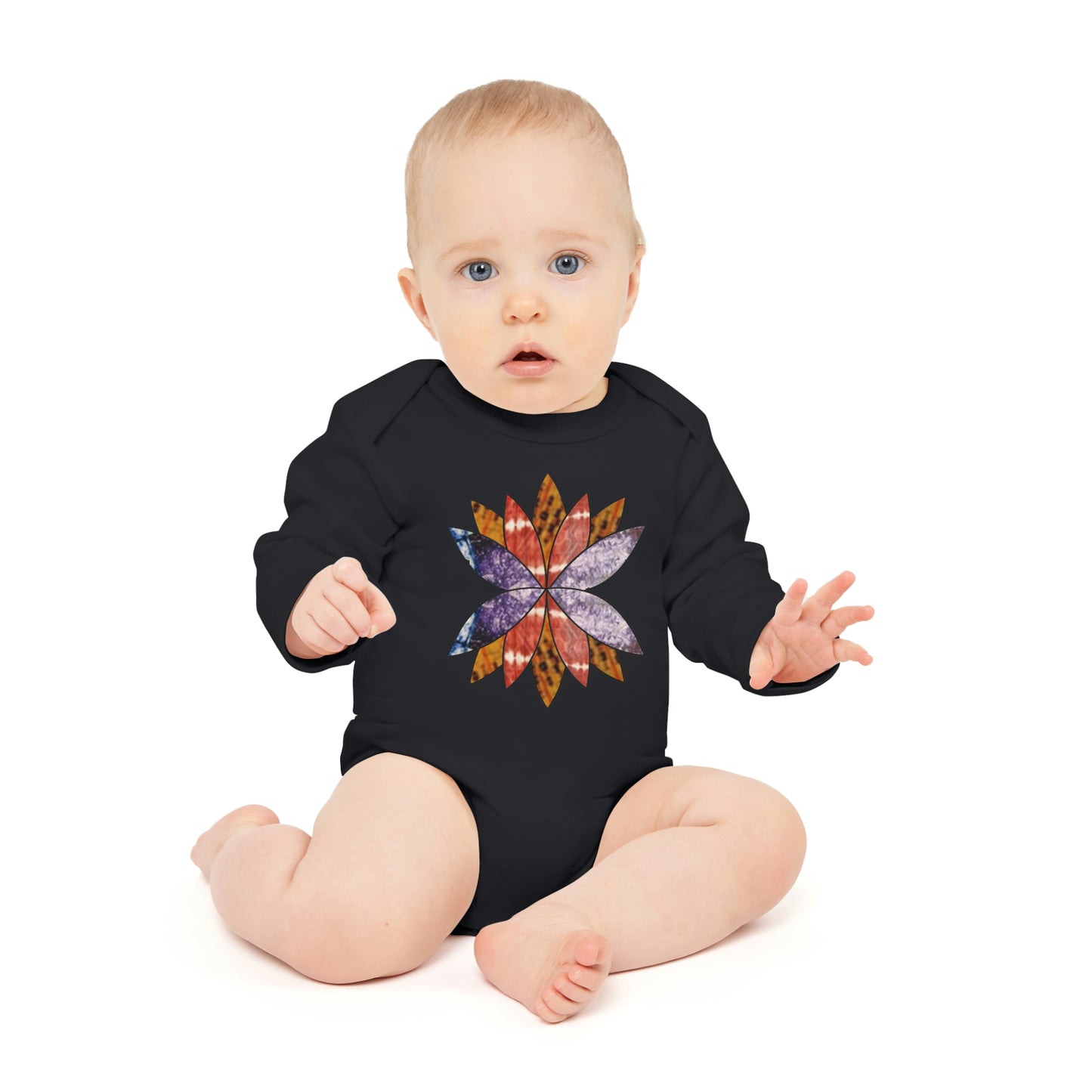 Tie-Dye flowers Baby Long-Sleeve Organic Bodysuit