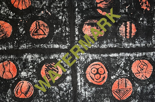 Black And Orange Batik Digital File