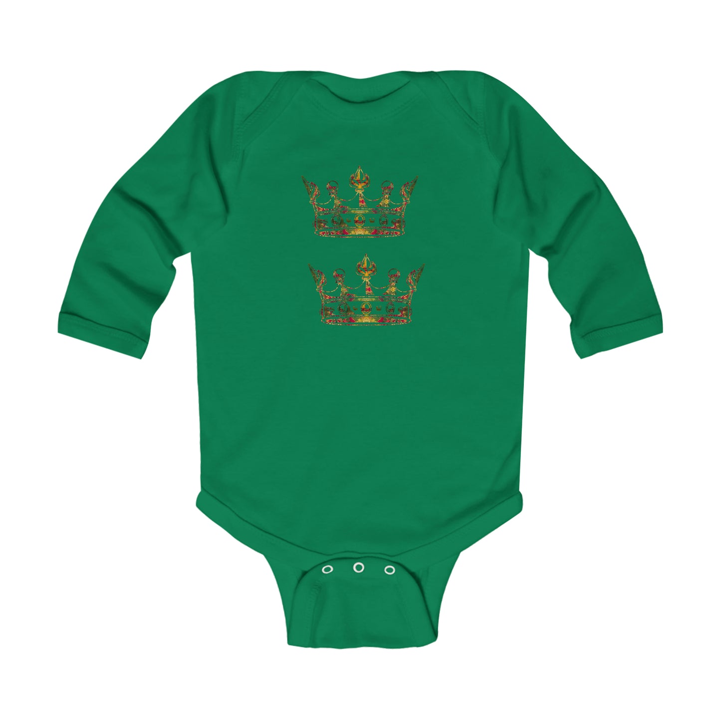 Orange and Green Tie Dye Crown Infant Long Sleeve Bodysuit