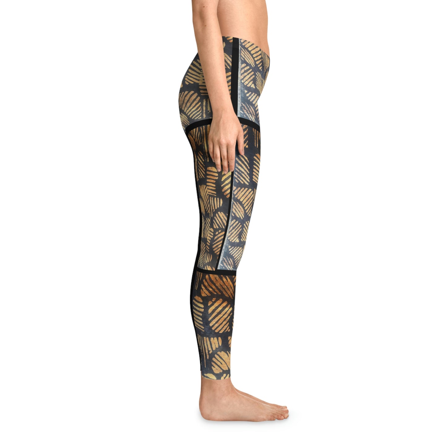 Batik Tie Dye Brown Marks Stretchy Leggings , Yoga Pant